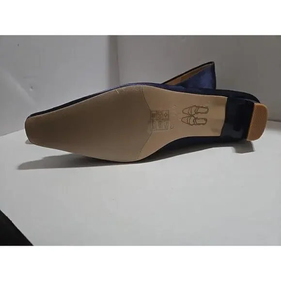 Metal Buckle Satin Low Heel (Lucia) C.Paravano Blue size women's 8 - Picture 8 of 14